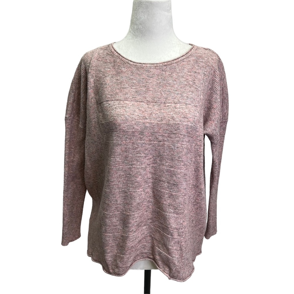 Joseph A Pink Ribbed Knit Pullover Boxy Fit Sweater Size M